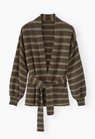Striped cardigan, Midnight lime, webstill