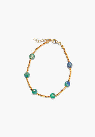 Mixed-bead bracelet, Gold malachite, webstill