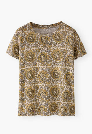 Printed T-shirt, Ecru gold, webstill