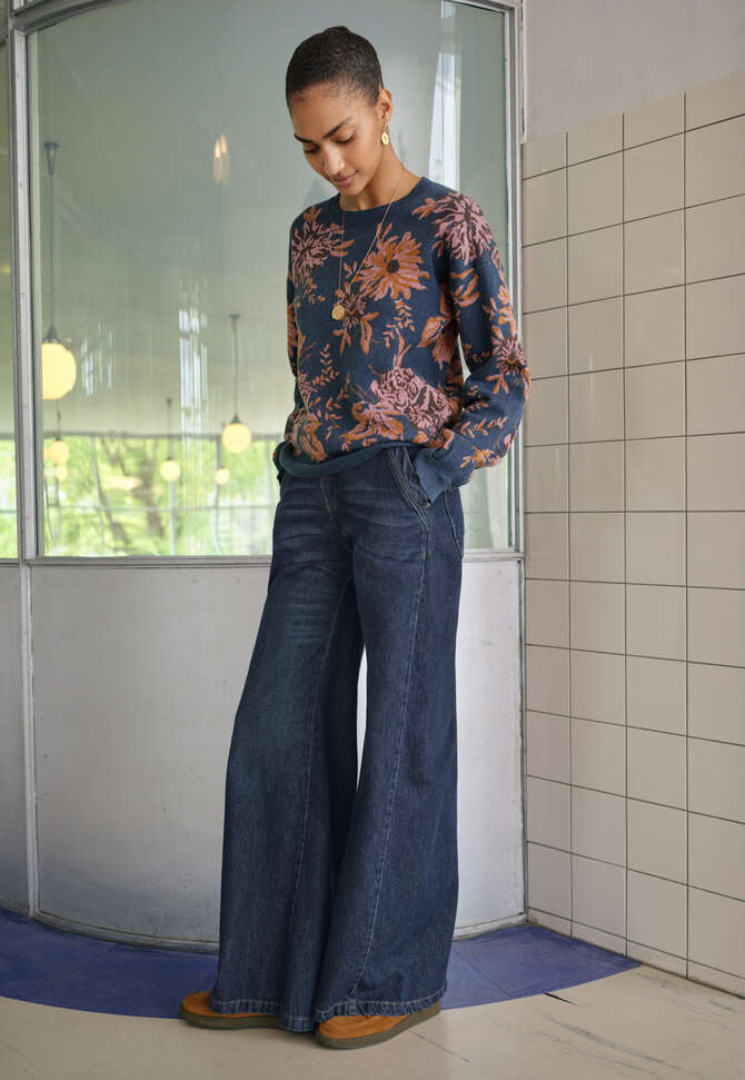 Jacquard sweater, Indigo ginger, completeTheLook
