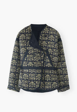Quilted printed jacket, Denim blue, webstill