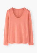 Long-sleeved scoop-neck top, Peach pink, webstill
