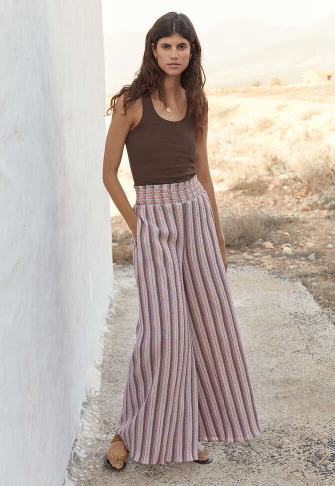 Striped trousers, Lavender plum, completeTheLook