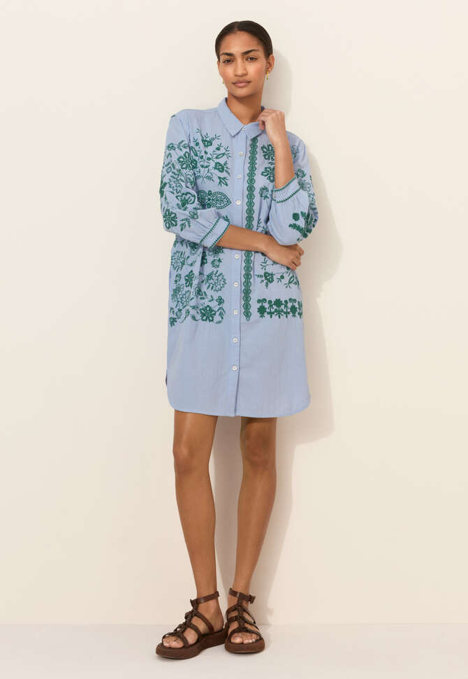 Placement embroidery dress, Light cornflower, completeTheLook