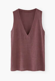 V-neck jersey vest, Soft plum, webstill