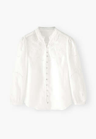 Embroidered cutwork blouse, Soft ivory, webstill