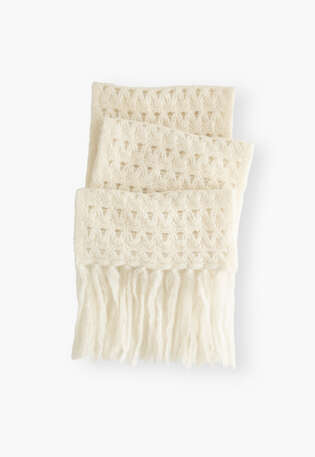 Crochet-stitch scarf, Ecru, webstill