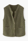 Boucl&eacute; knitted gilet, Moss, webstill
