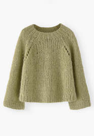 Hand-knit sweater, Soft olive, webstill