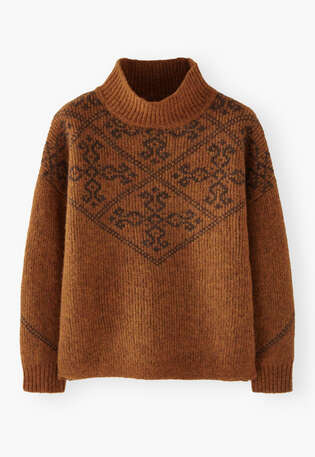 Jacquard sweater, Copper coffee, webstill