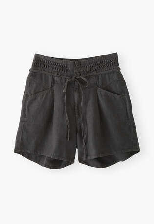 High-waisted shorts, Charcoal, webstill