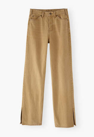 Split-hem jeans, Caramel brown, webstill