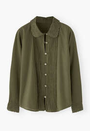 Pleated blouse, Dark moss, webstill