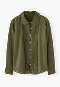 Pleated blouse, Dark moss, webstill