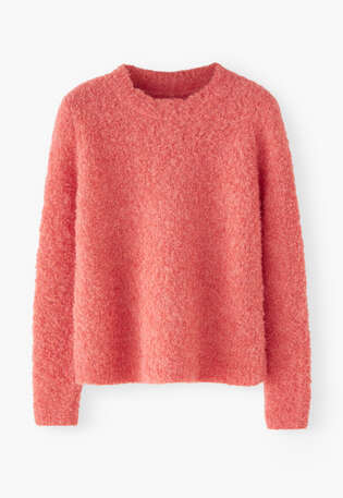 Boucl&eacute; round-neck sweater, Candy pink, webstill