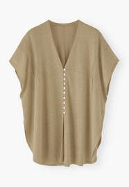 Pintuck kaftan cardigan, Khaki, webstill