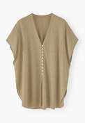 Pintuck kaftan cardigan, Khaki, webstill