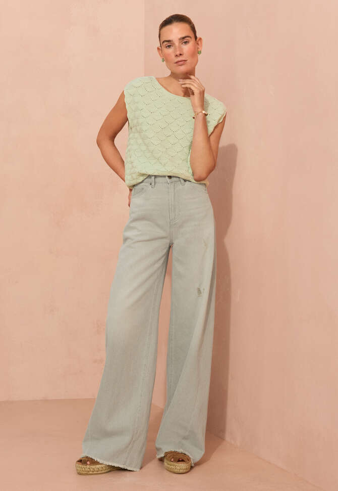 Stitch-detail sleeveless sweater, Pale mint, completeTheLook