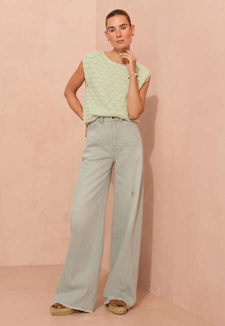 Stitch-detail sleeveless sweater, Pale mint, completeTheLook