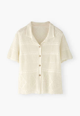 Knitted shirt, Ivory, webstill