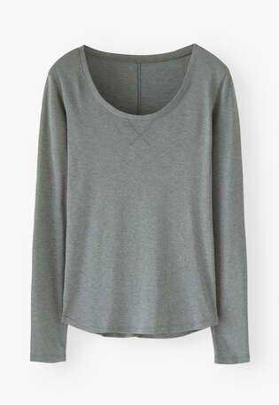 Scoop-neck top, Aqua grey, webstill