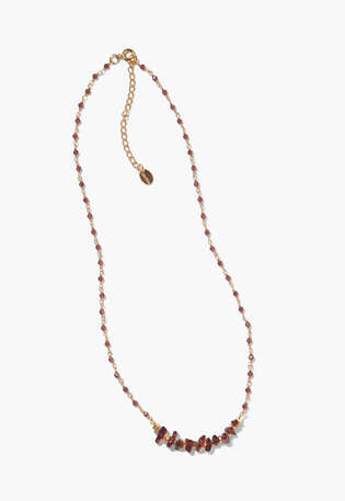Garnet beaded necklace, Gold brown, webstill