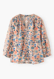 Printed blouse, Coral teal, webstill