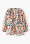 Printed blouse, Coral teal, webstill