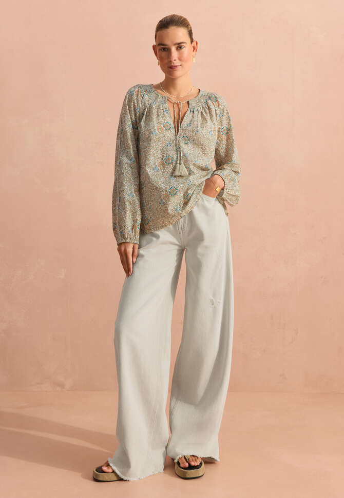 Printed blouse, Meadow peach, completeTheLook