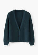 V-neck cardigan, Petrol, webstill