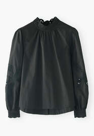 Button-back blouse, Charcoal green, webstill