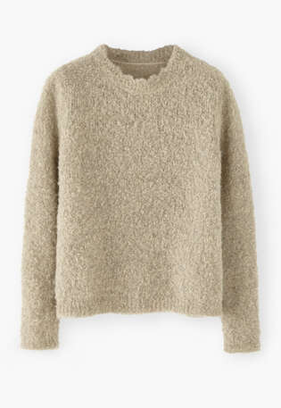Boucl&eacute; round-neck sweater, Light fawn, webstill