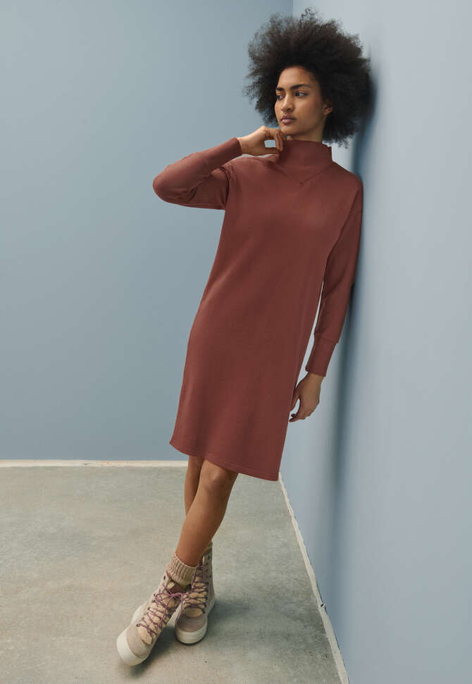 Zip-neck dress, Red clay, completeTheLook