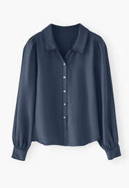 Stitch-detail blouse, Indigo, webstill