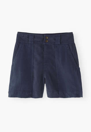 Contrast-fabric shorts, Indigo blue, webstill