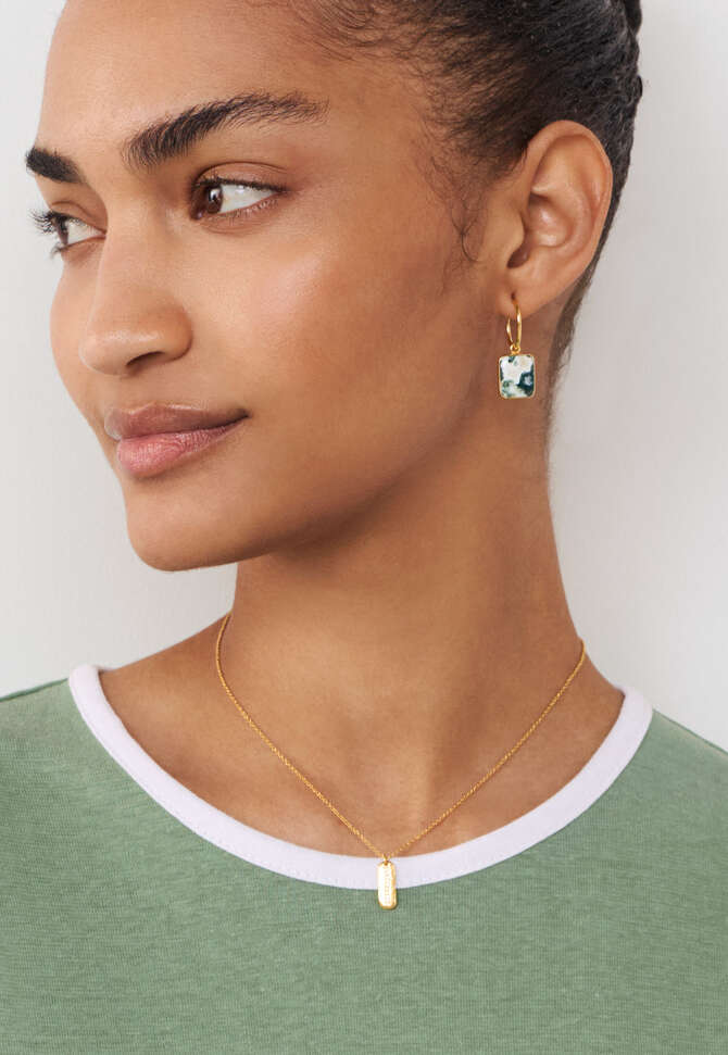 Marble hoop earrings, Gold, completeTheLook