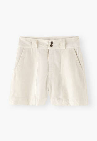Contrast-fabric shorts, Ivory, webstill