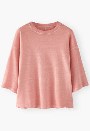 Drop-shoulder top, Peach pink, webstill