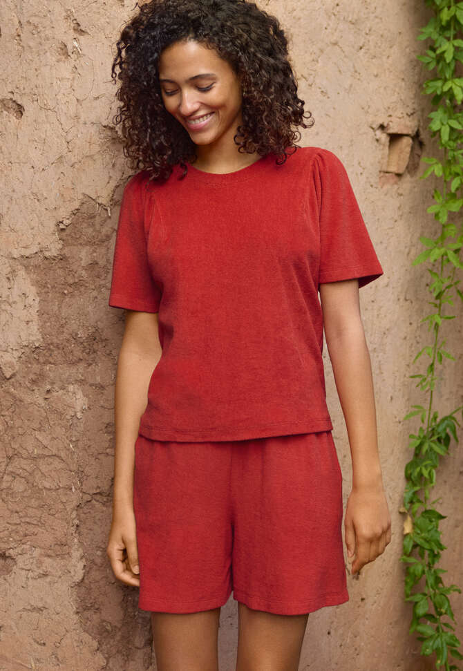 Towelling top, Crimson, completeTheLook