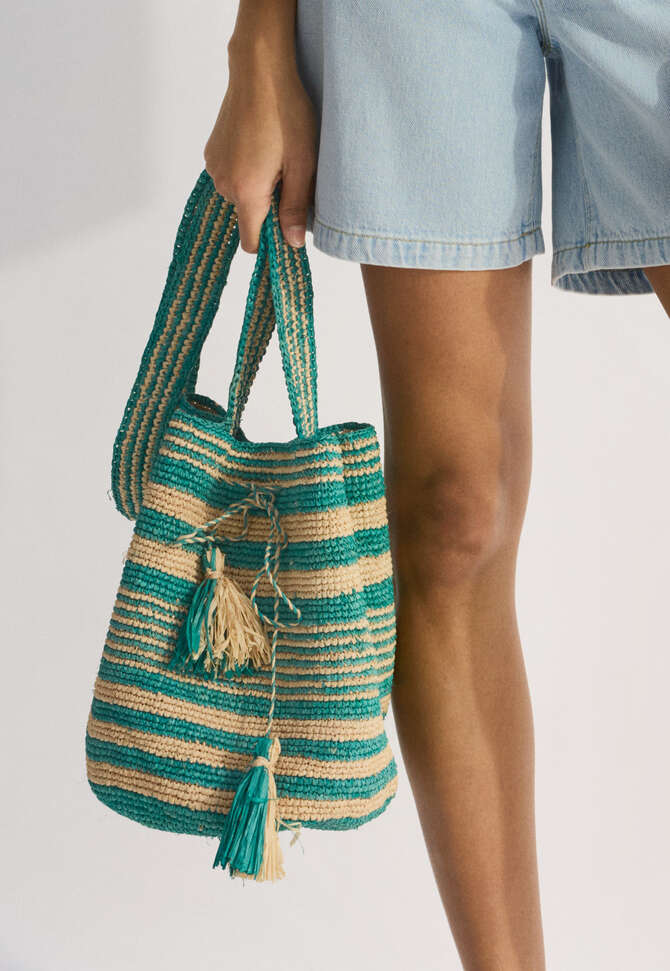 Striped bag, Green natural, completeTheLook