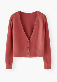 Moss-stitch cardigan, Pink terracotta, webstill