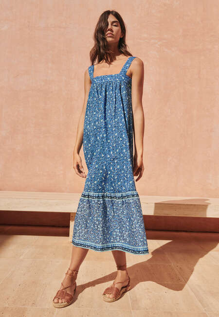 Tiered printed sundress, China blue, completeTheLook