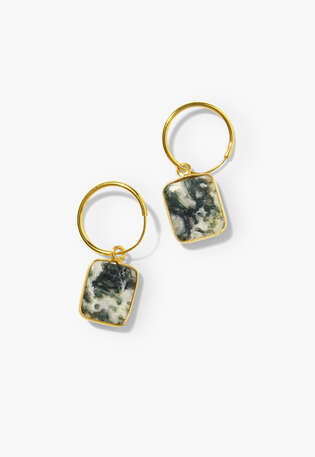 Marble hoop earrings, Gold, webstill