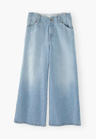 Wide-leg cropped jeans, Light wash, webstill