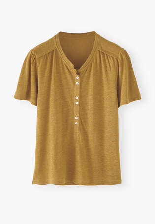 Collared jersey top, Mustard marl, webstill