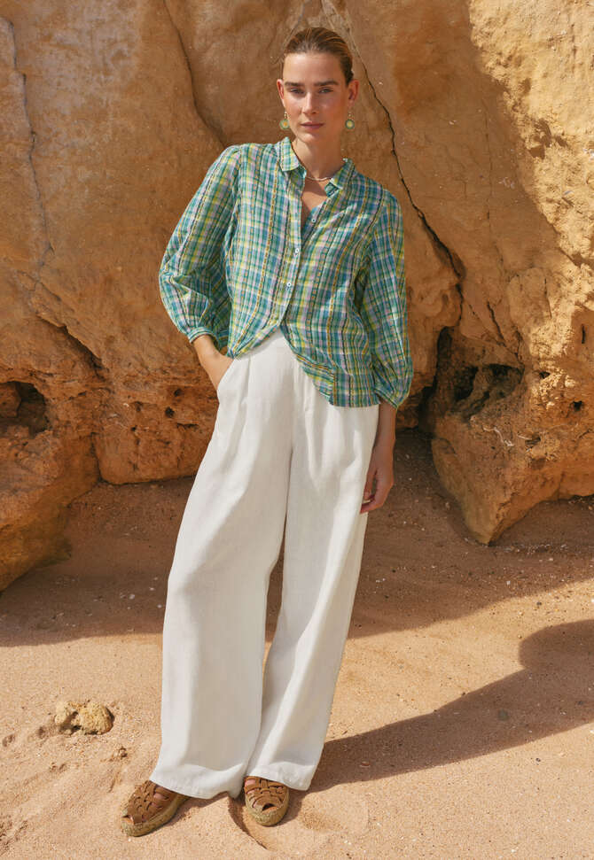 Checked blouse, Aqua pink, completeTheLook