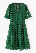 A-line broderie dress, Deep emerald, webstill