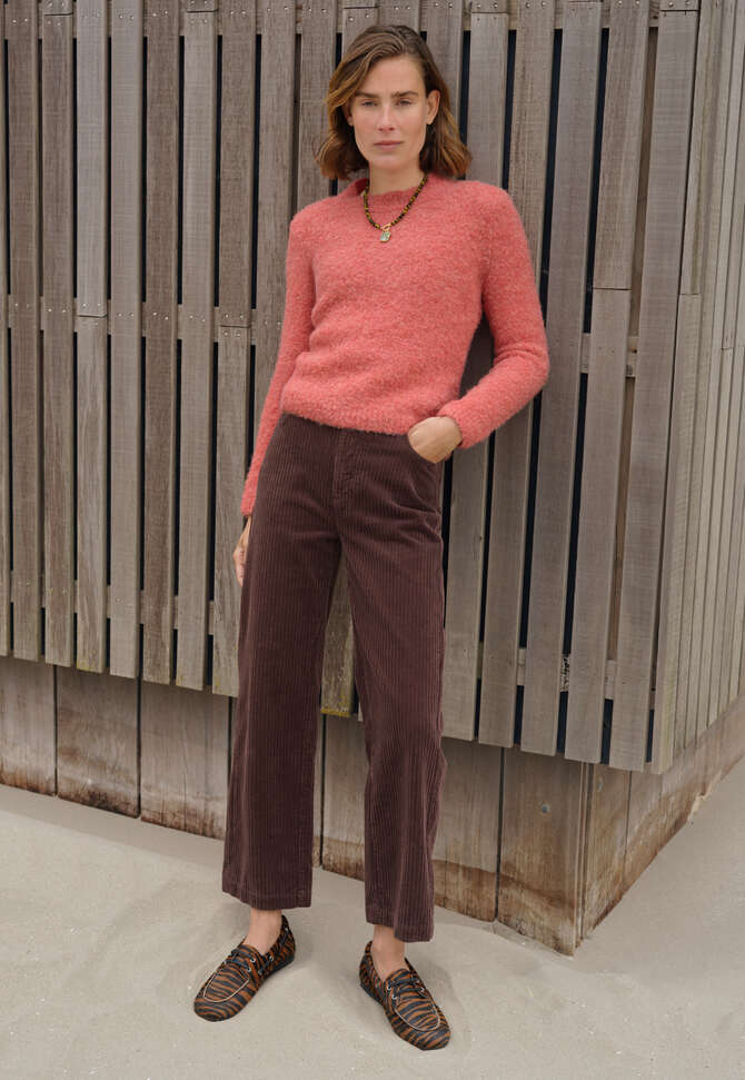 Boucl&eacute; round-neck sweater, Candy pink, completeTheLook
