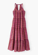 Checked maxi-dress, Magenta orange, webstill