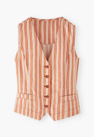 Striped waistcoat, Orange ecru, webstill